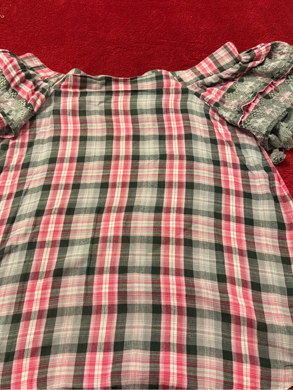 ivy jane Pink and Green Plaid Off-Shoulder Blouse - Picture 2 of 4